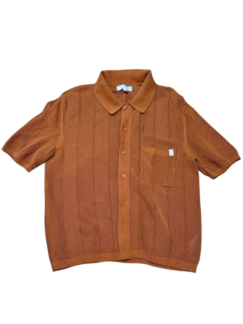 ​Standard Cloth Urban Outfitters Knit Button Up Polo Shirt Terracotta Brown Smal